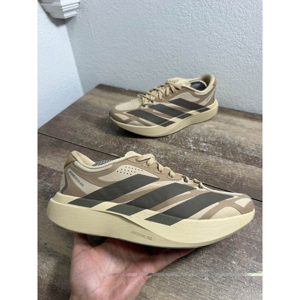 Adidas Adizero EVO SL EXO Suede Sneaker Running Shoes Beige KI2685 Men's Sz 10.5